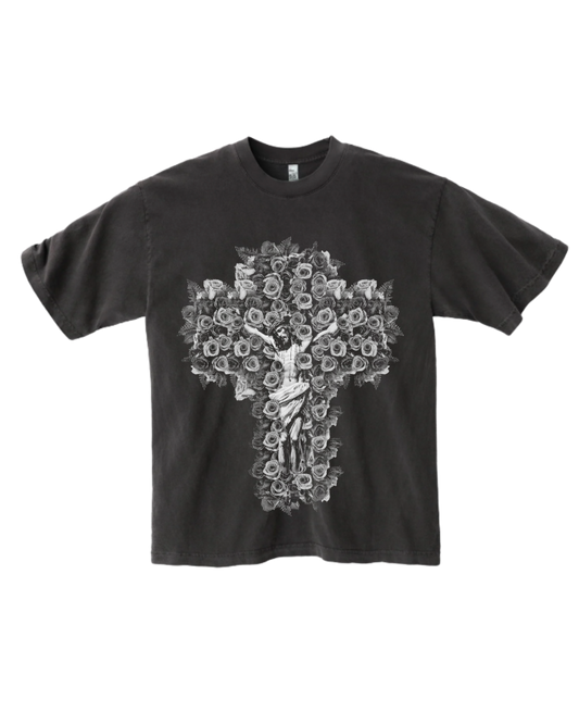 Flower Cross Tee (Vintage Black)